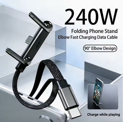 240W USB C to USB C Fast Charging Cable with Rotatable Phone Stand (Cable length 1.5m)