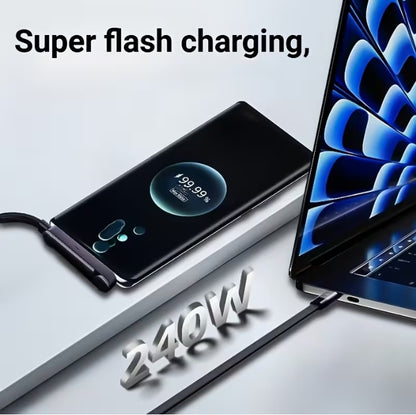 240W USB C to USB C Fast Charging Cable with Rotatable Phone Stand (Cable length 1.5m)