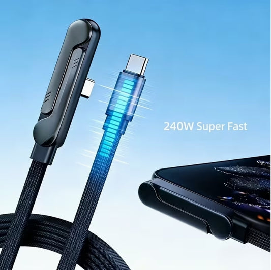 240W USB C to USB C Fast Charging Cable with Rotatable Phone Stand