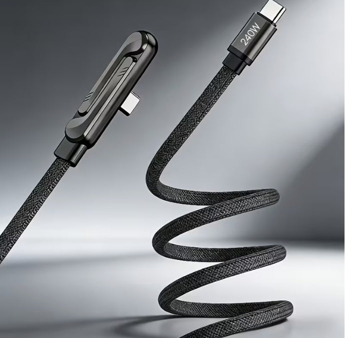 240W USB C to USB C Fast Charging Cable with Rotatable Phone Stand (Cable length 1.5m)