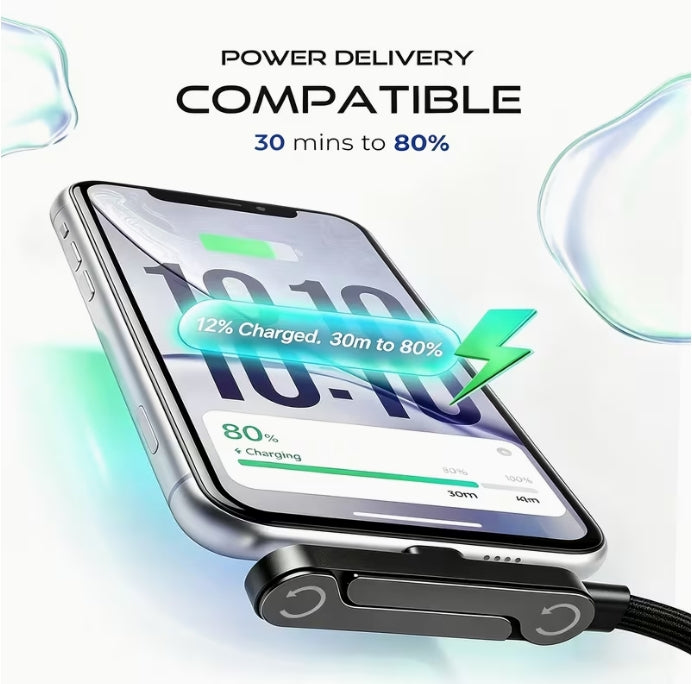 240W USB C to USB C Fast Charging Cable with Rotatable Phone Stand (Cable length 1.5m)