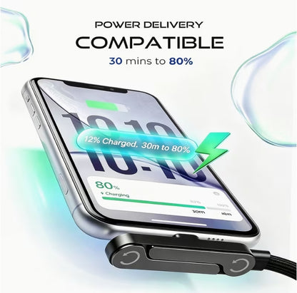240W USB C to USB C Fast Charging Cable with Rotatable Phone Stand (Cable length 1.5m)