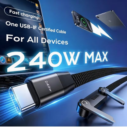 240W USB C to USB C Fast Charging Cable with Rotatable Phone Stand (Cable length 1.5m)